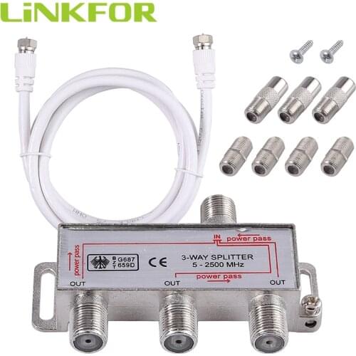 LiNKFOR Bi-Directional MoCA 5-2500MHz 3 Way TV / CATV Broadband Splitter For Home TV Equipments