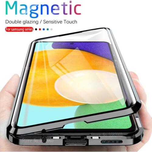 360° Magnetic Flip Case For Samsung Galaxy A52 5G A72 4G samsun A 52 72 samsunga52 Double-Sided Glass Metal Bumper Phone Cover