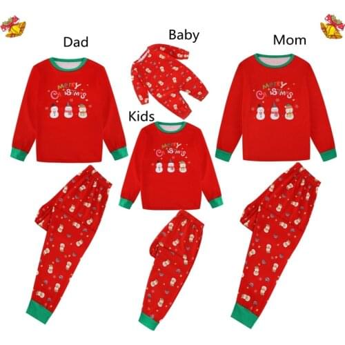 2021Family Christmas Nightwear Xmas Adult And Kid Sleepwear Mom Dad Baby Clothe Elk Print Parent-child Long Sleeve Pajama Set