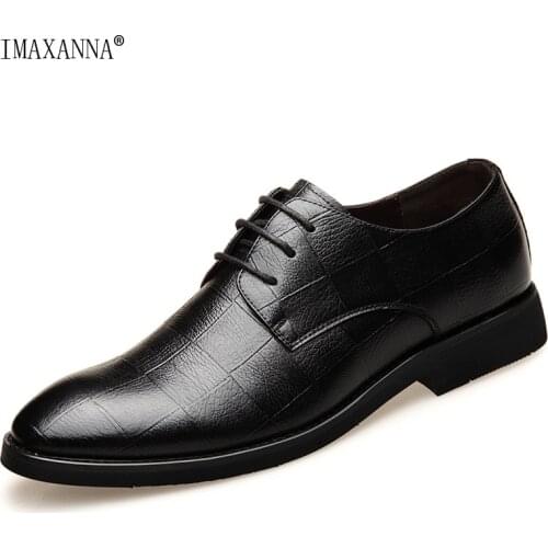 IMAXANNA new mens leather shoes British fashion business simple low-cut comfortable luxury brand formal casual wedding shoes