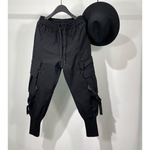 Owen Seak Men Casual Pencil Pants High Street Wear Mens Clothing England Sweatpants Preppy Autumn Winter Cross Black Pants