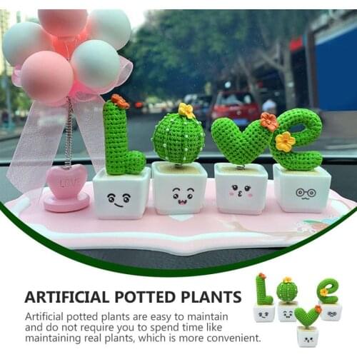 4.5/6.8CM Set Creative Simulation Cactus Shaped Adornments Decorative Bonsai Prop Cactus Decoration Resin Plant Potted Car Decor