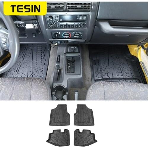TESIN Floor Mats for Jeep Wrangler TJ 1997-2006 TPE Car Foot Mats Cargo Liner Pad for Jeep Wrangler TJ 1997+ Accessories