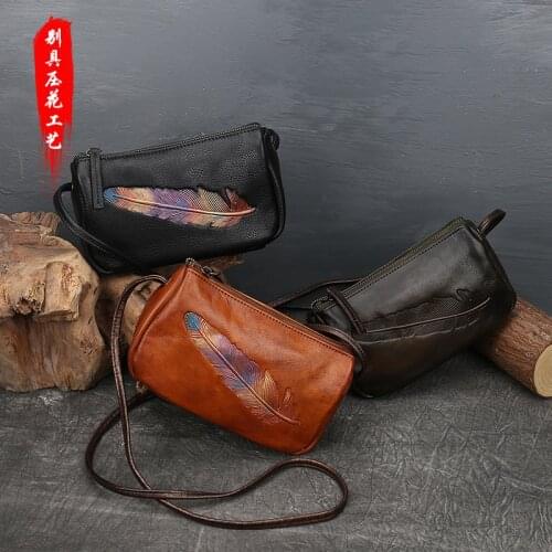 Genuine Leather Real Cowhide 2021 New Women Leisure Fashion Bag Vintage Messenger Bag Shoulder Bag Cross Bag Womens Handbag