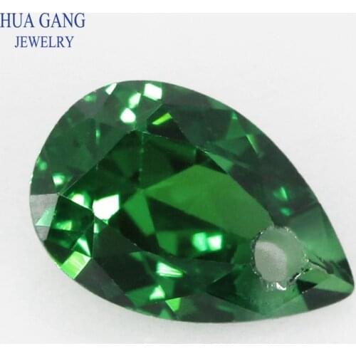 Single Hole AAAAA Pear Shape Brilliant Green Cubic Zirconia Stone For Jewelry Making 4x6~15x20mm High Quality CZ Beads