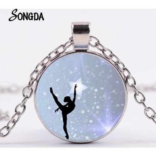 Ballerina Girl Necklace Dancing Girl Fairy Angel Ballet Dance Chain Necklaces Glass Charm Statement Jewelry 2019 Fashion