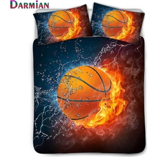 DARMIAN Flame Basketball Pattern Bedroom Duvet Cover including Pillowcase Single/Double Decoration Boys Rooms Three-piece Set