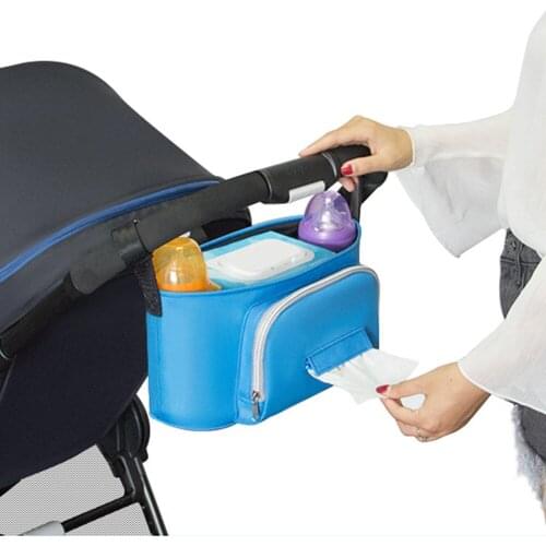 Baby Stroller Bag Organizer Durable Hanging Bag Waterproof Mummy Bag For Cup Food Large Capacity Hanging Storage Bag