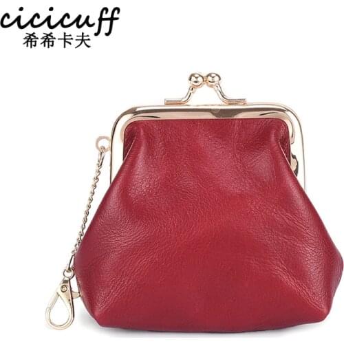 Retro Coin Purse for Women Mini Wallets Top Layer Oil Wax Cowhide Headset Lipstick Keys & Coins Organizer Pouch Change Purse New