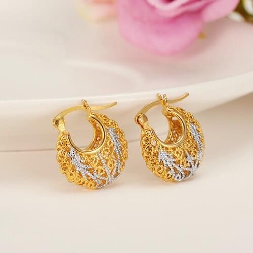 Bangrui 1.7CM/(TWO COLOR)Earrings for Women Gold Color & Copper Stud Earrings Girl Jewelry Arab/Africa Earrings Middle East Gift