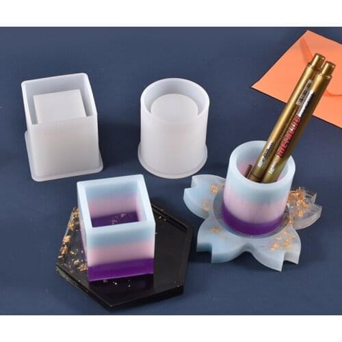 Silicone Mold Square Round Candle Flower Pot Concrete Mold for Table Storage Pen Holder Boxes Craft DIY Making Epoxy Resin Mould