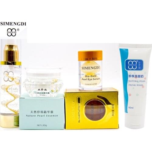 SIMENGDI Pearl Wrinlk Removel Essence+Pearl Serum+Bio gold Pearl eye Serum rejuvenation+Pearl Facial Cleanser