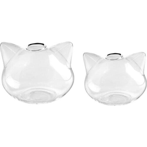 Cat Shaped Glass Vase Hydroponic Plant Flower Vase Terrarium Container Pot Decor Y5JC