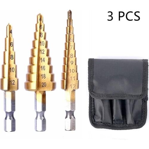 High Speed Steel Straight Slot Step Drill Bit Titanium-plated Wood Metal Hole Milling Cutter Cone Drill Electric Drilling Tool