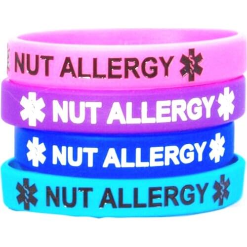 1pc medical alert PEANUT Nut Allergy silicone rubber bracelet wristband shipping
