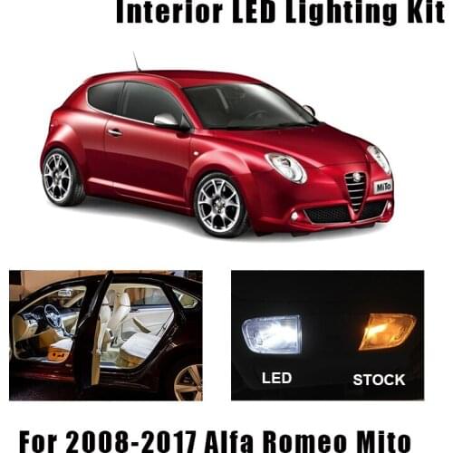 10 Bulbs White Canbus LED Interior Light Kit Fit For 2008-2013 2014 2015 2016 2017 Alfa Romeo Mito Map Dome Trunk Door Lamp