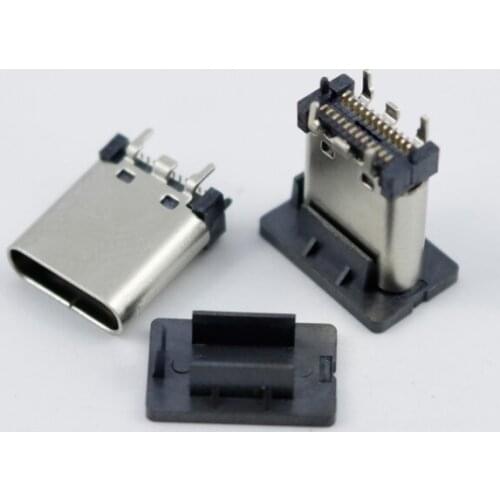 10Pcs USB 3.1 Type C Female Socket Connector Vertical 180 degree High speed DIY Connectors