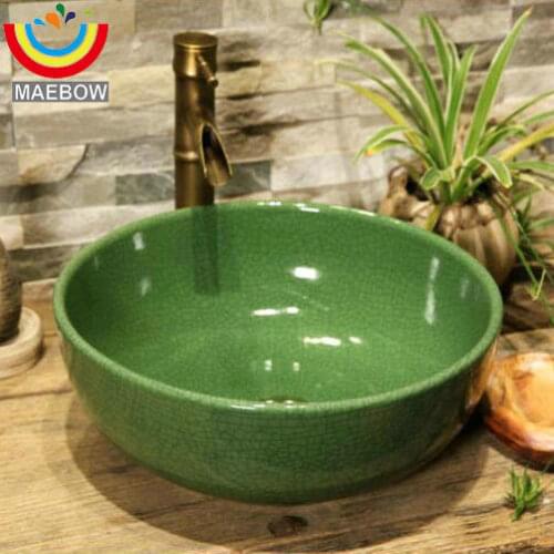 3Sizes,5Colors Crackle Procelain Handmade Artistc Ceramic Bathroom Bowl Sinks 30cm 35cm Small Sink