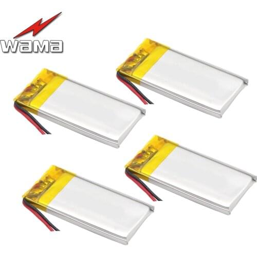 4pcs/lot Wama 502040 380mAh Li-Polymer Over-Charging Protected 052040 3.7V Rechargeable Batteries for Bluetooth Speakers