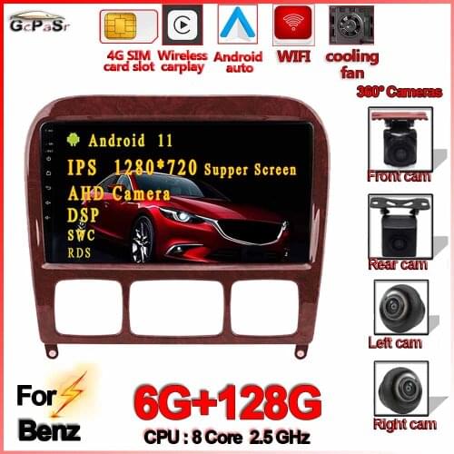 Android11 intel 6+128G Multimedia Player GPS for Mercedes Benz S Class W220 S280 S320 S350 S400 S430 S500 S600 S55 AMG 1998-2005