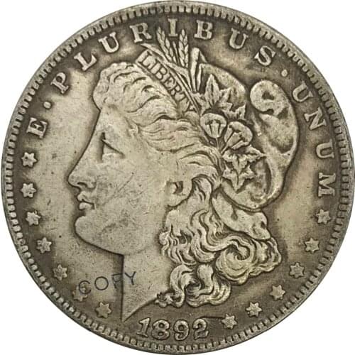 CC 1892 United States Morgan 1 One Dollar Cupronickel Plated Silver Collectibles Copy Coin