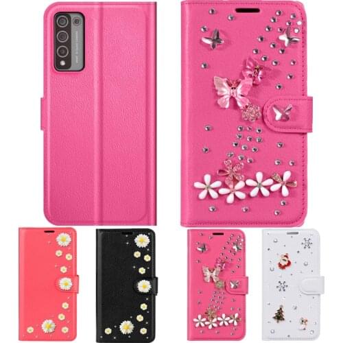 Case For Huawei Honor 10X Lite Case Honor10X Lite Luxury Diamond Lychee Pattern Leather Case Flip Card Slot Wallet Phone Cover