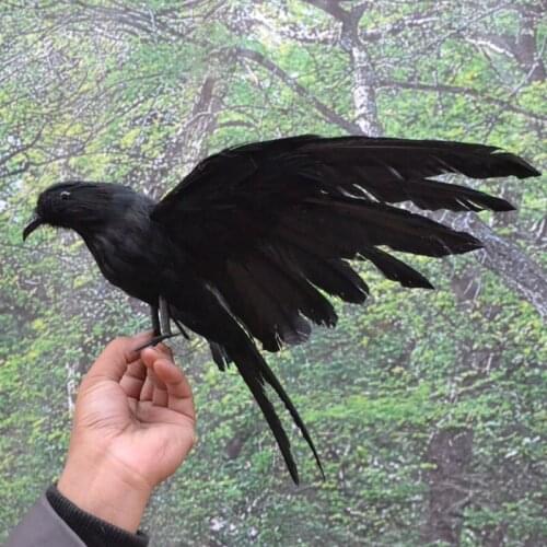 Black simulation crow toy polyethylene & furs wings crow doll gift about 40x25cm 2322