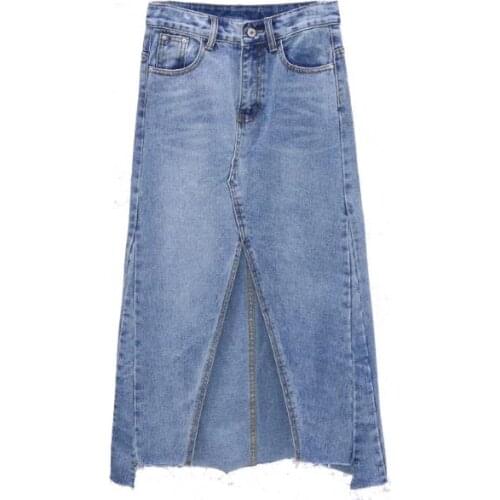 Spring Autumn jeans Skirts Womens Sexy Slim Package Hip Ladies Sexy knee-length high waist a-lien denim skirts