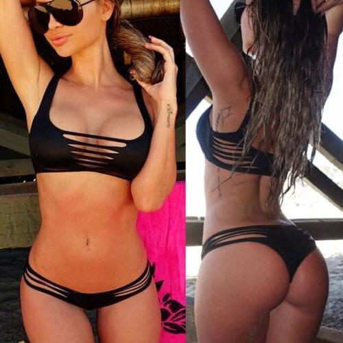 European and American Swimwear Beachwear Cut Strip Split Sexy Swimsuit Spot Bikini Swimsuit
