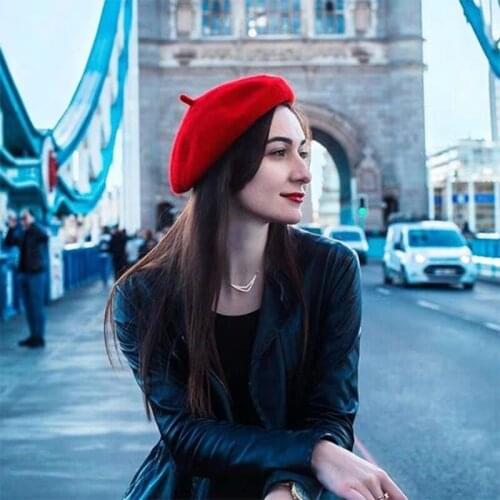 French Vintage Women Girl Wool Warm Plain Beret Beanie Hat Cap 11 Colors