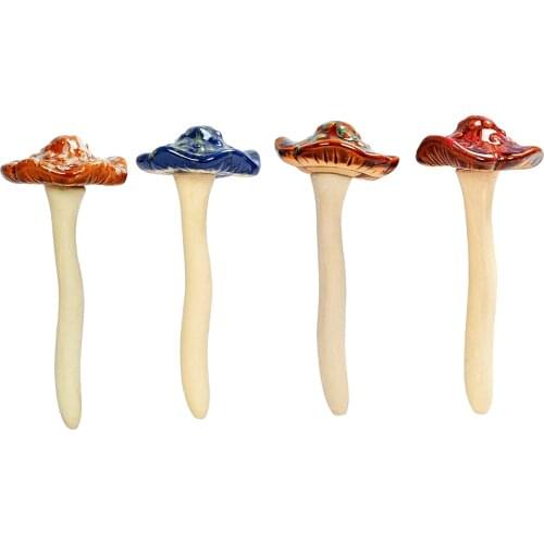 Mushrooms Garden Decor Mushroom Toadstool Statue Garden Pots Decoration Plug Pottery Ornament for Fairy Garden Flowerpot Yard