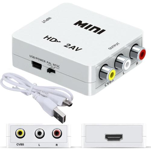 HDMI-compatible to RCA Converter AV/CVSB L/R Video Box HD 1080P 1920*1080 60Hz HDMI2AV Support NTSC PAL Output HDMIToAV