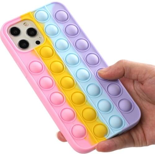 Anti Stress Pop Bubble Case For Huawei P30 Pro P40 Lite Nova 5 6 7 8 SE Mobile Phone Cover Luxury Fashion Rainbow Silicone Shell