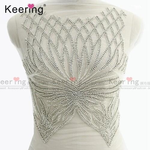 Keering bodice rhinestone applique for wedding panel WDP-254