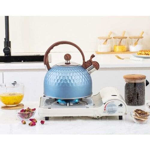 Hammered Blue Whistling Kettle Stainless Steel Coffee Pot Drinking Appliance Simple Gas Stove Induction Cooker Water BottleLB532