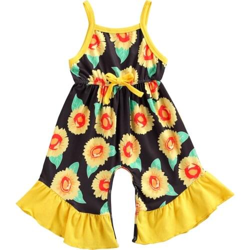 Summer Newborn Baby Romper Baby Clothes Girl Rompers Cotton Sleeveless Sunflowers Printed Infant Jumpsuit 0-24 Months