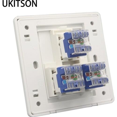 RJ45 Face Plate Wall Sockets Cat6 RJ45 LAN Plug Outlet Triple 3 Port With Keystones Jacks In White Color