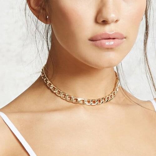 Punk Exaggerated Neck Chain Chokers Necklaces for Women Simple Alloy Adjustable Short Collar Necklace