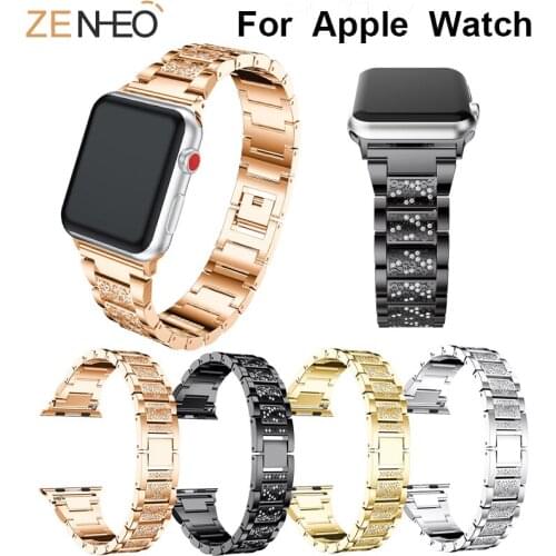 Metal watch Band for iWatch Series 4 3 2 1 40mm 44mm 42MM 38MM Rhinestone wristbands for apple watch Bracelet watches straps