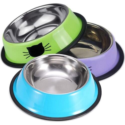 Pet Bowl Stainless Steel Cat Dog Bowls with Rubber Base Non-Slip Puppy Dish,Pets Feeder Bowl and Water Bowl Perfect Choice