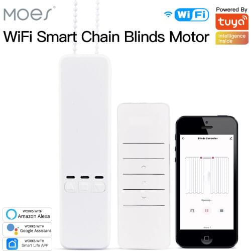 Moes Smart Motorized Chain Roller Blinds,Tuya WiFi Remote Control Shade Shutter Drive Motor Work With Alexa/Google Home