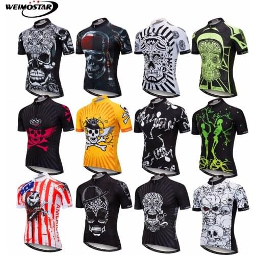 2019 Summer Cycling Jersey Shirts Men Pirate Skull Bike Jersey Mtb Team Short Sleeve Ropa Ciclismo Breathable Bicycle Clothing