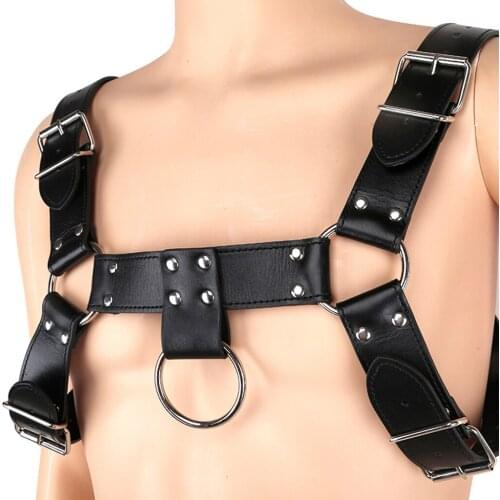 Blesiya Men Leather Shoulder Chest Harness Adjustable O Rings Buckle Straps