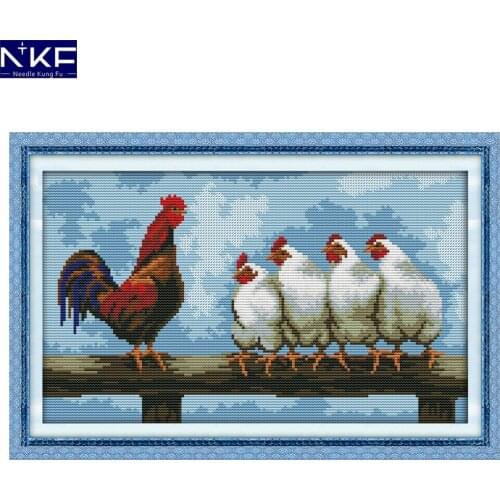 NKF Line up Animal Counted Cross Stitch 11CT14CT DIY Cross Stitch Kits Embroidery for Home Decor Needlework Cross Stitch