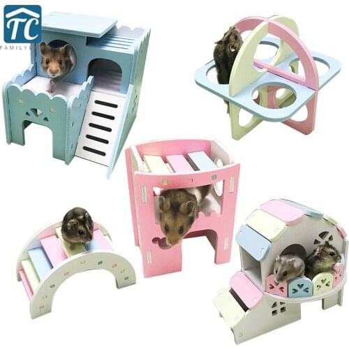 4-Piece Set Hamster Interactive Toys Fitness Circle Seesaw Swing House Animal Activity DIY Hamster Accessories Pet Supplies