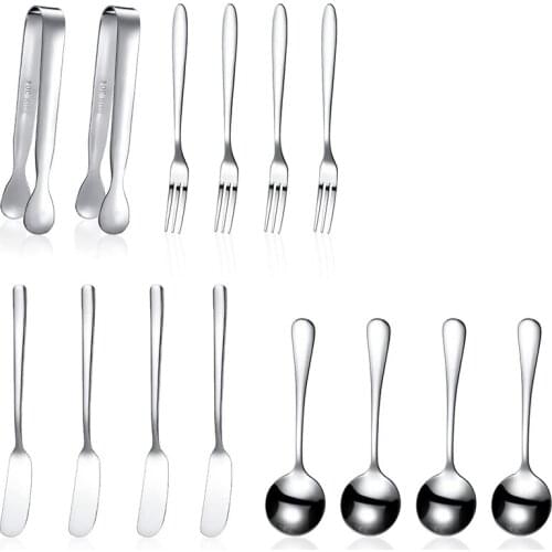 14 Pieces Cheese Butter Jam Spreader Knives Set Stainless Steel Cheese Slicer Butter Spreader Knives with Handles