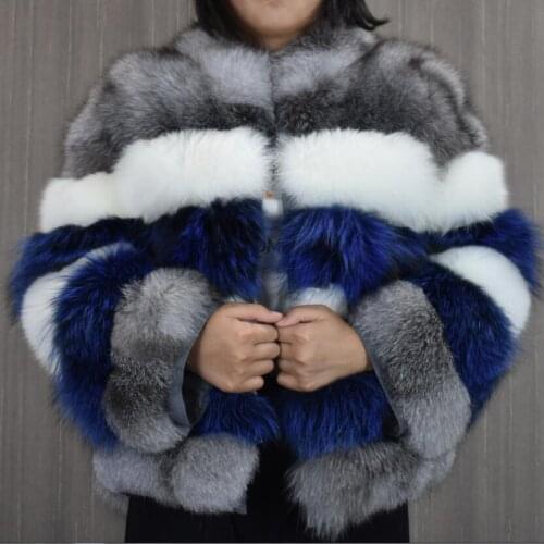 2020 new natural silver fox fur, frost fox fur, fox fur coat, three-in-one coat with detachable sleeves, European winter warm fa