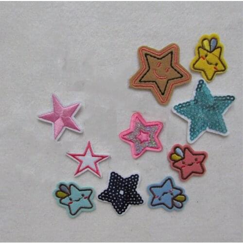 Fashion hot sale five-pointed star Clothes Patch Iron On Embroidery Patches Hotfix Applique Motifs Sew On Garment Stickers New