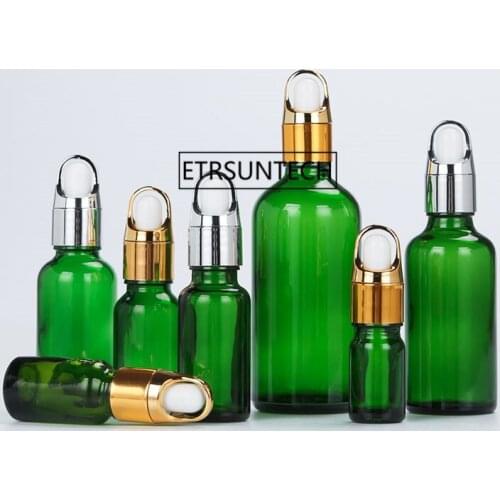 5ml/10ml/15ml/20ml Reagent Eye Dropper Green Glass Aromatherapy Liquid Pipette Bottle Refillable F2020