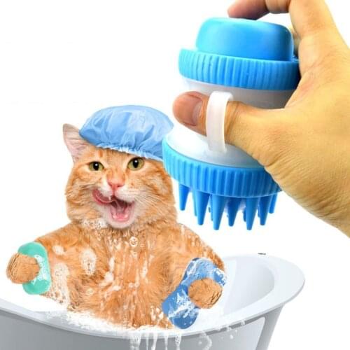 Press Type Pet Cat Dog Bath Comb for Grooming Bathing Cleaning Massage Silicone Brush Comb for Dogs Cats Pet Brush